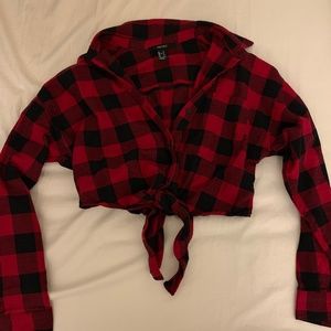 Forever 21 | Front-Tie Crop Flannel